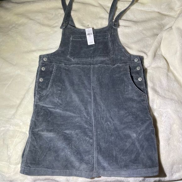 NWT American Eagle Outfitters Corduroy Overall Dress Charcoal Gray - Picture 2 of 7